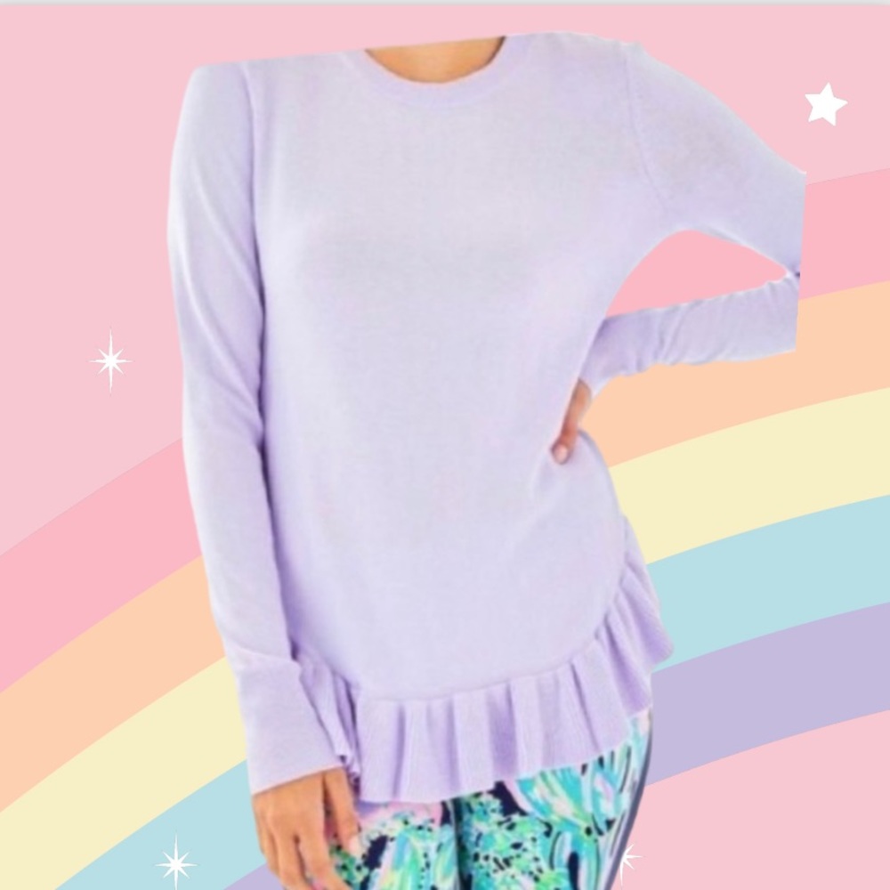 Lilly Pulitzer Lavender Ruffle Hem Sweater
